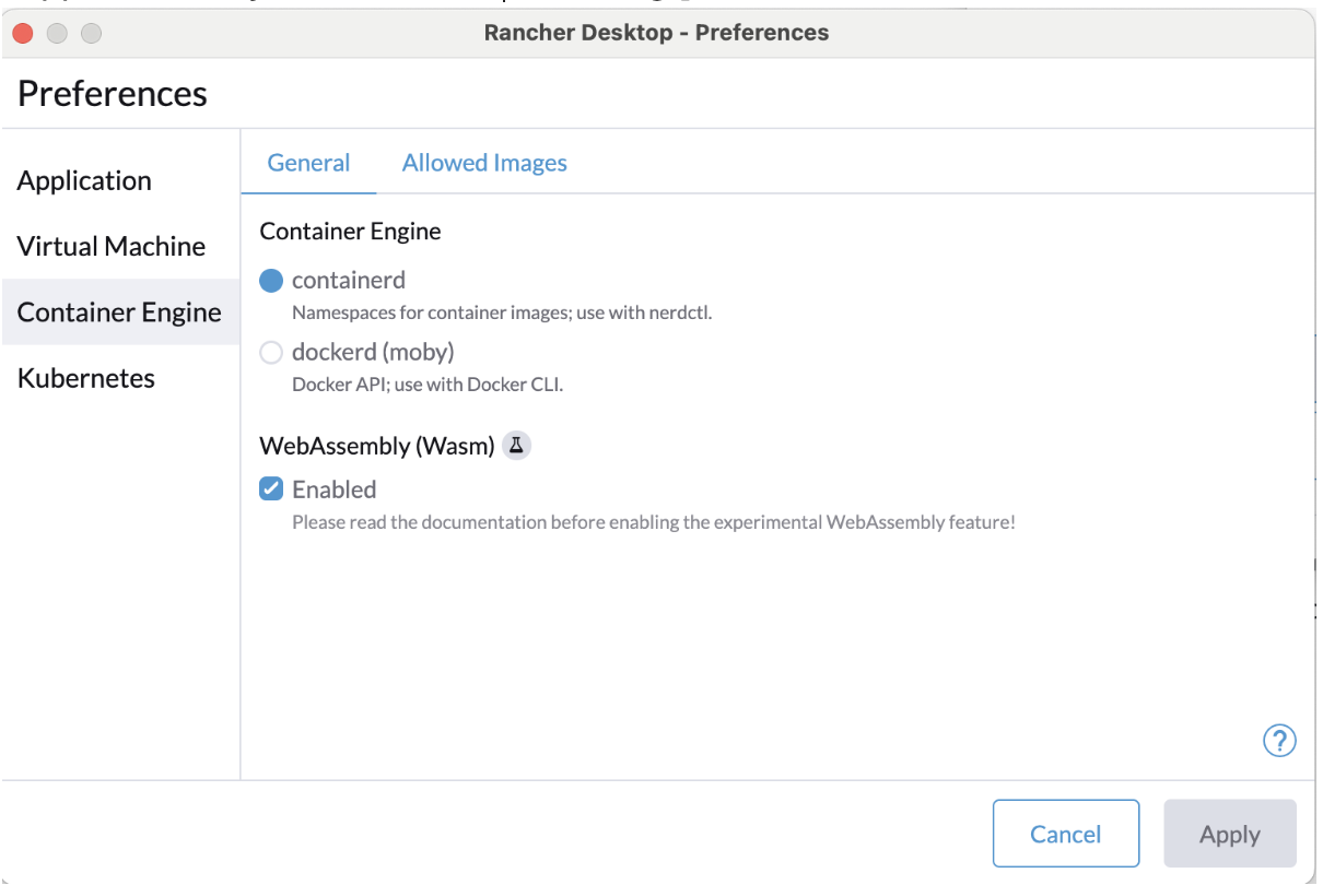 Rancher Desktop Configuration